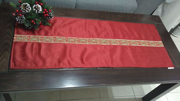 Снимка на Коледна декоративна лента за маса "Коледни елени" - 40/100