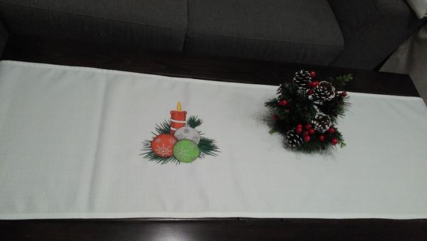 Снимка на Коледна декоративна лента за маса "Коледен пламък" - 40/140см